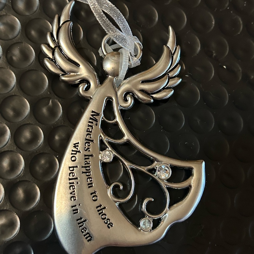 Silver Angel Ornament with Inspirational Quote